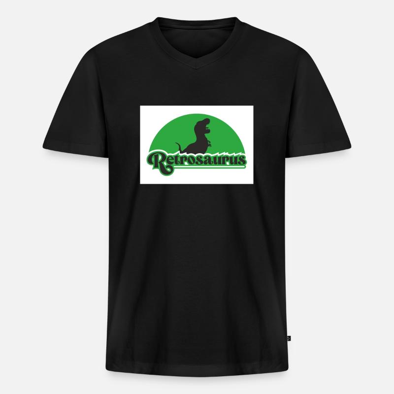 Retrosaurus - Männer Premium Bio T-Shirt mit V-Ausschnitt - Schwarz