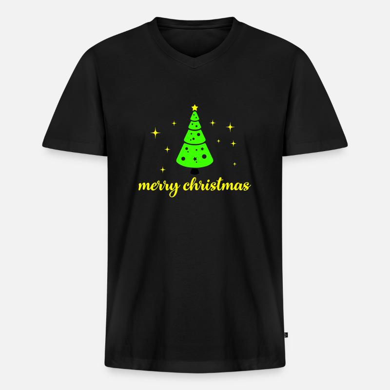 tannenbaum merry christmas - Männer Premium Bio T-Shirt mit V-Ausschnitt - Schwarz
