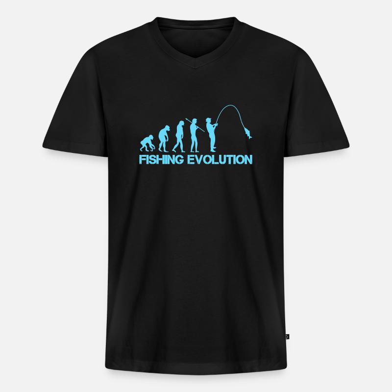 fishing evolution 1 - Männer Premium Bio T-Shirt mit V-Ausschnitt - Schwarz
