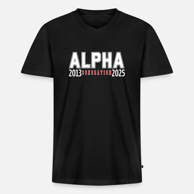 Die Alpha-Generation 2013-2025 - Männer Premium Bio T-Shirt mit V-Ausschnitt - Schwarz