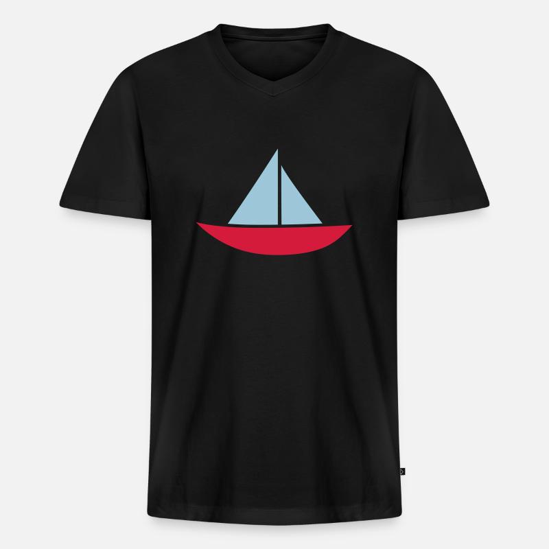Boot - Männer Premium Bio T-Shirt mit V-Ausschnitt - Schwarz