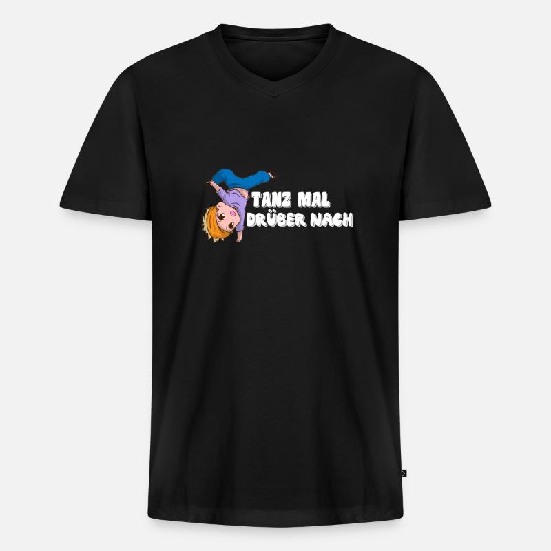 Tanz mal drüber nach - Männer Premium Bio T-Shirt mit V-Ausschnitt - Schwarz