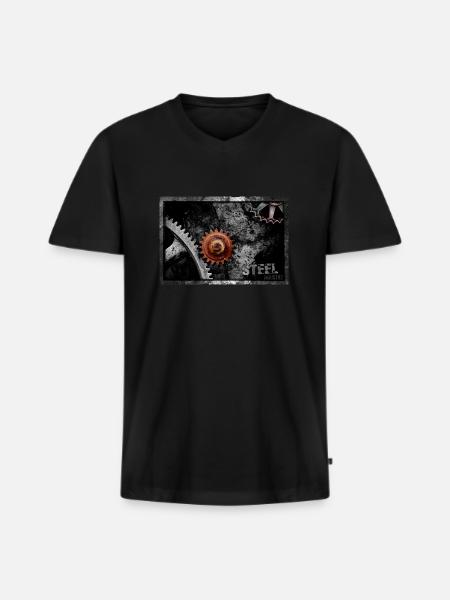 STEEL Industry - Männer Premium Bio T-Shirt mit V-Ausschnitt - Schwarz