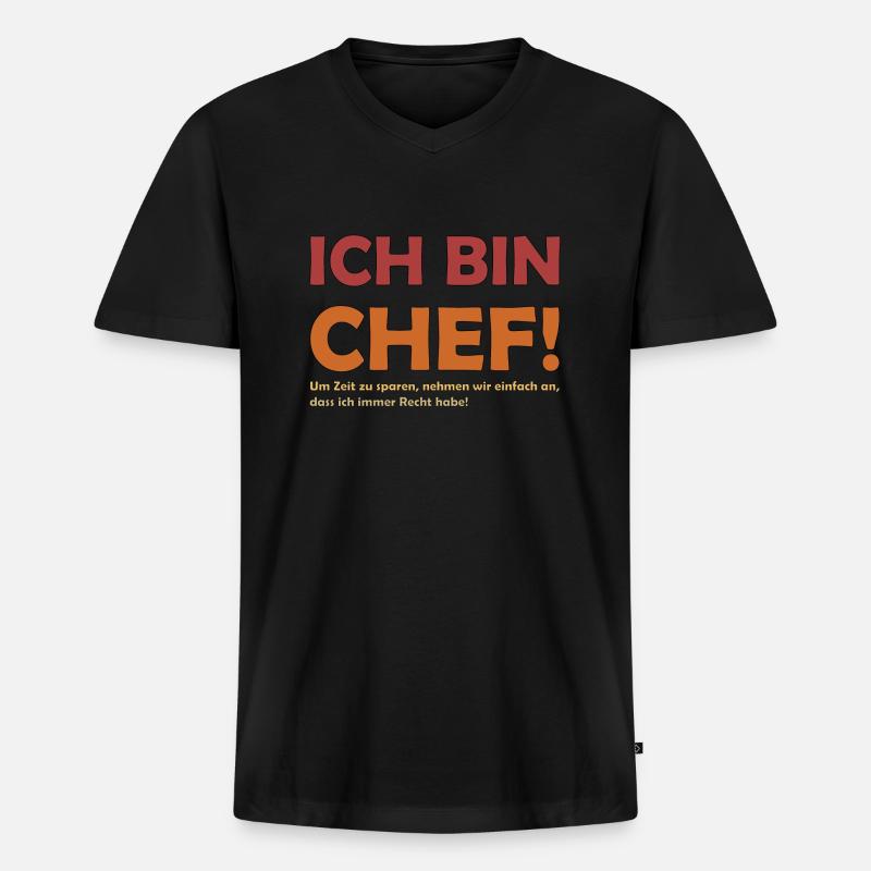 Ich bin der Chef - Männer Premium Bio T-Shirt mit V-Ausschnitt - Schwarz