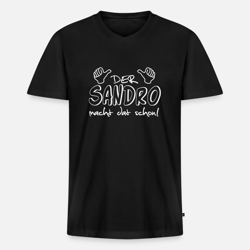 sandro - Männer Premium Bio T-Shirt mit V-Ausschnitt - Schwarz