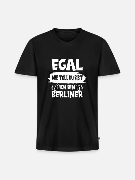ICH BIN BERLINER BERLIN - Männer Premium Bio T-Shirt mit V-Ausschnitt - Schwarz