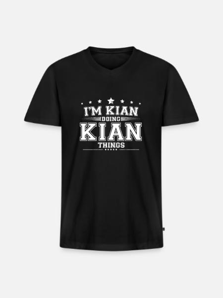 Katrin - Männer Premium Bio T-Shirt mit V-Ausschnitt - Schwarz