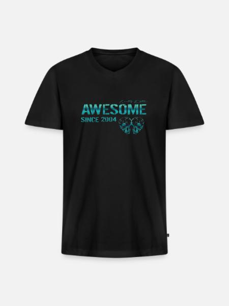 Awesome since 2004 Geschenk - Männer Premium Bio T-Shirt mit V-Ausschnitt - Schwarz