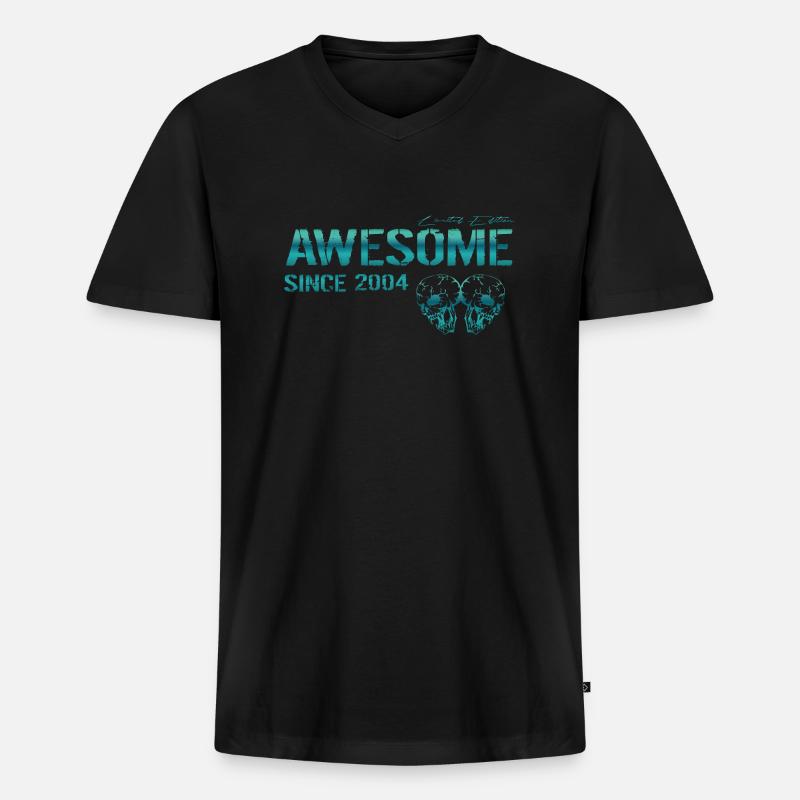 Awesome since 2004 Geschenk - Männer Premium Bio T-Shirt mit V-Ausschnitt - Schwarz