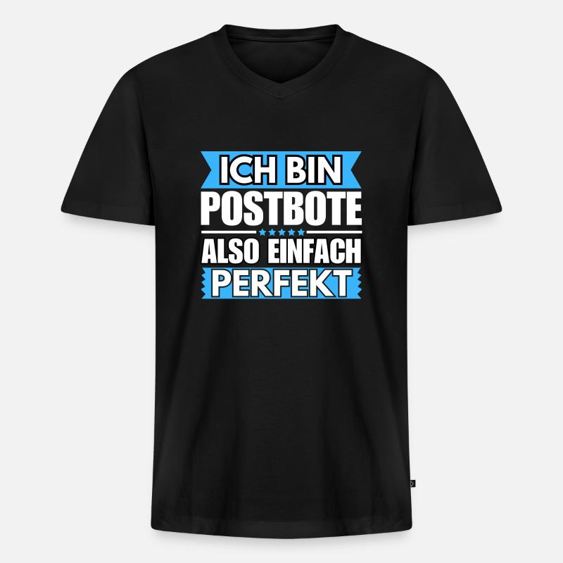 Einfach ein Perfekter Postbote - Männer Premium Bio T-Shirt mit V-Ausschnitt - Schwarz