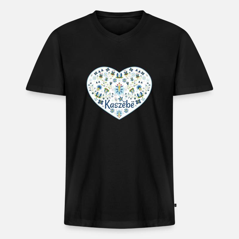 Das Herz von Kaszebe - Männer Premium Bio T-Shirt mit V-Ausschnitt - Schwarz