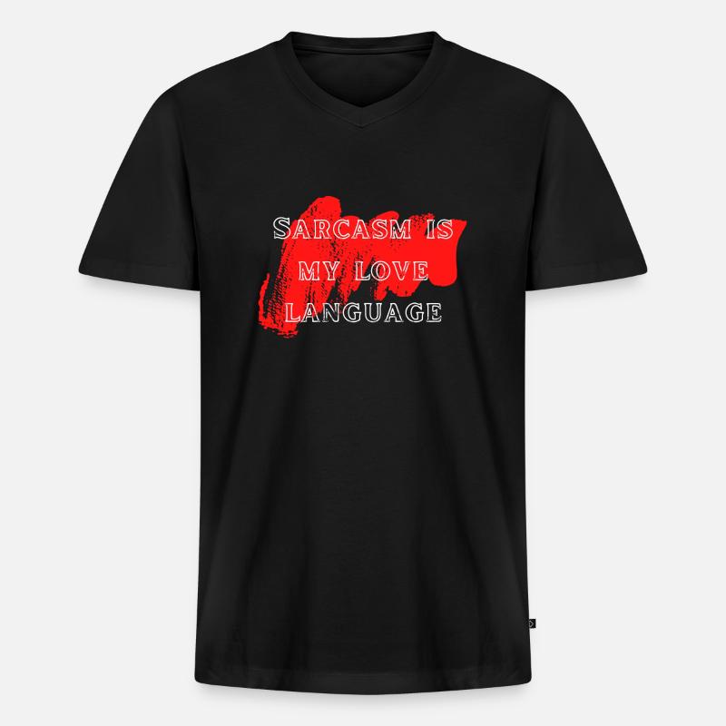 Sarkasmus Liebe Sprache - Männer Premium Bio T-Shirt mit V-Ausschnitt - Schwarz