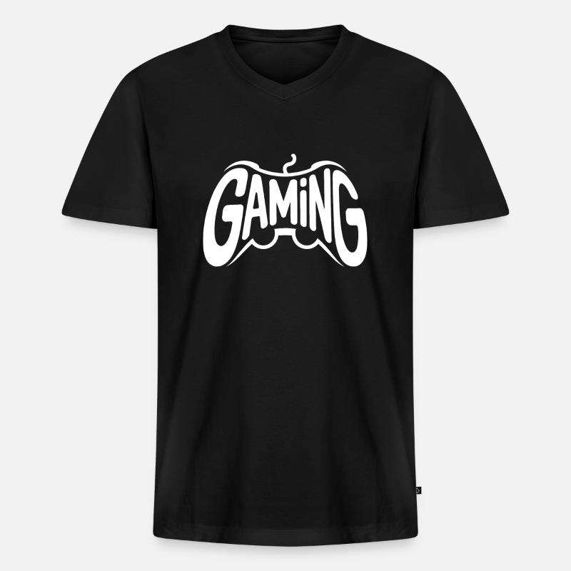 Gaming - Cooles Controller-Logo - Männer Premium Bio T-Shirt mit V-Ausschnitt - Schwarz