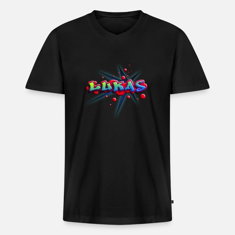 lukas_c_012014 - Männer Premium Bio T-Shirt mit V-Ausschnitt - Schwarz