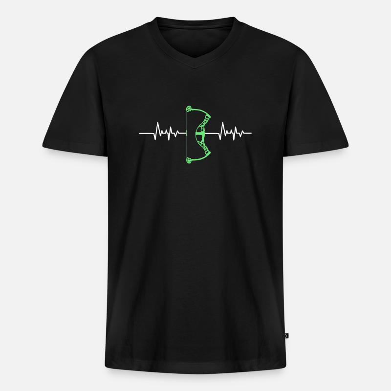 Archery Heartbeat Compound Bow - Männer Premium Bio T-Shirt mit V-Ausschnitt - Schwarz