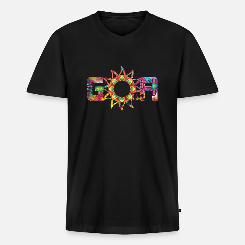 Goa - Männer Premium Bio T-Shirt mit V-Ausschnitt - Schwarz