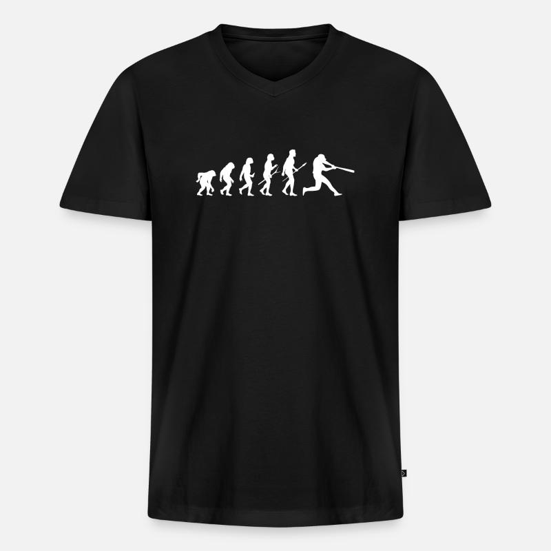 baseballplayer evolution - Männer Premium Bio T-Shirt mit V-Ausschnitt - Schwarz