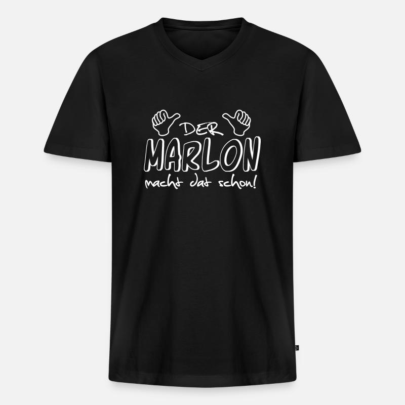 marlon - Männer Premium Bio T-Shirt mit V-Ausschnitt - Schwarz