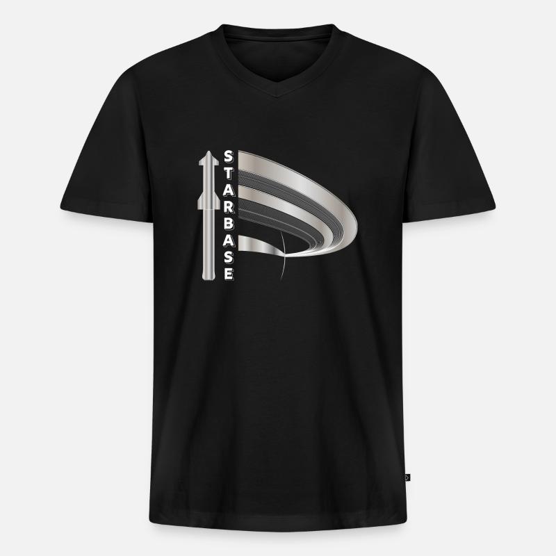 Starbase mit Saturn Logo. - Männer Premium Bio T-Shirt mit V-Ausschnitt - Schwarz