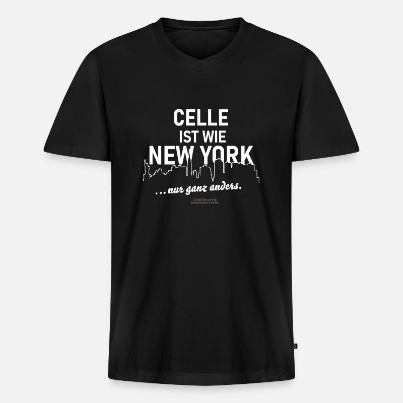 Celle - Männer Premium Bio T-Shirt mit V-Ausschnitt - Schwarz