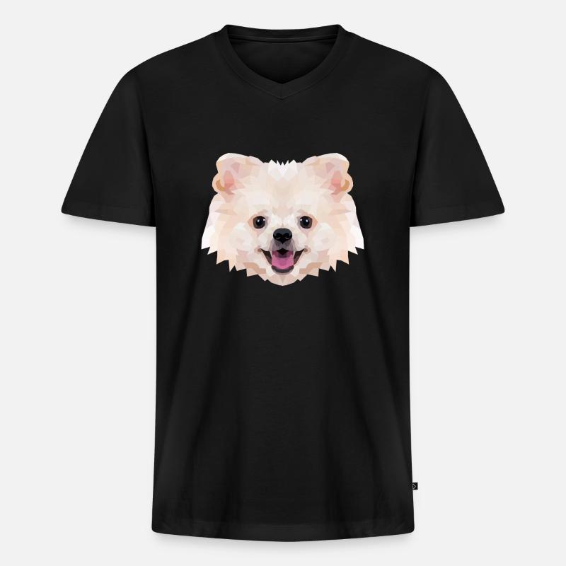 Polyart Zwerg Spitz - Männer Premium Bio T-Shirt mit V-Ausschnitt - Schwarz