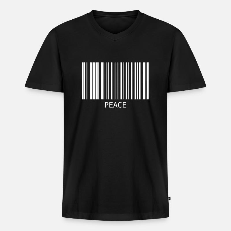 Peace Barcode Friedenszeichen Strichcode Symbol - Männer Premium Bio T-Shirt mit V-Ausschnitt - Schwarz