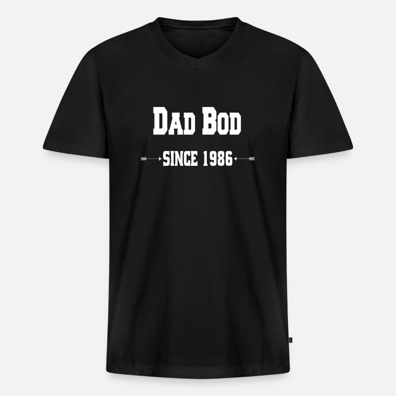 Dad Bod since 1986 - Männer Premium Bio T-Shirt mit V-Ausschnitt - Schwarz