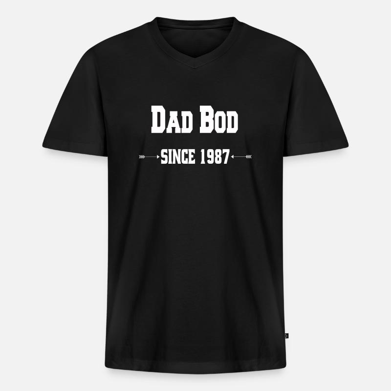 Dad Bod since 1987 - Männer Premium Bio T-Shirt mit V-Ausschnitt - Schwarz