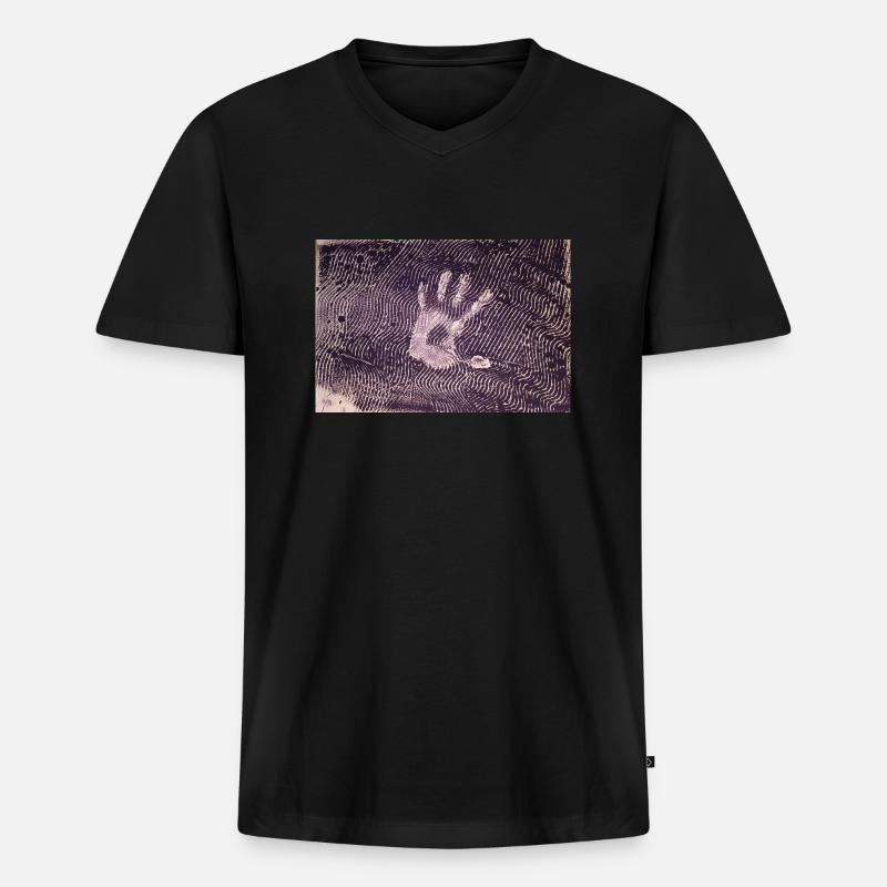 Stop - Männer Premium Bio T-Shirt mit V-Ausschnitt - Schwarz