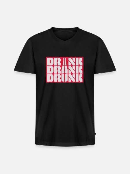 drink drank drunk Zitat - Männer Premium Bio T-Shirt mit V-Ausschnitt - Schwarz