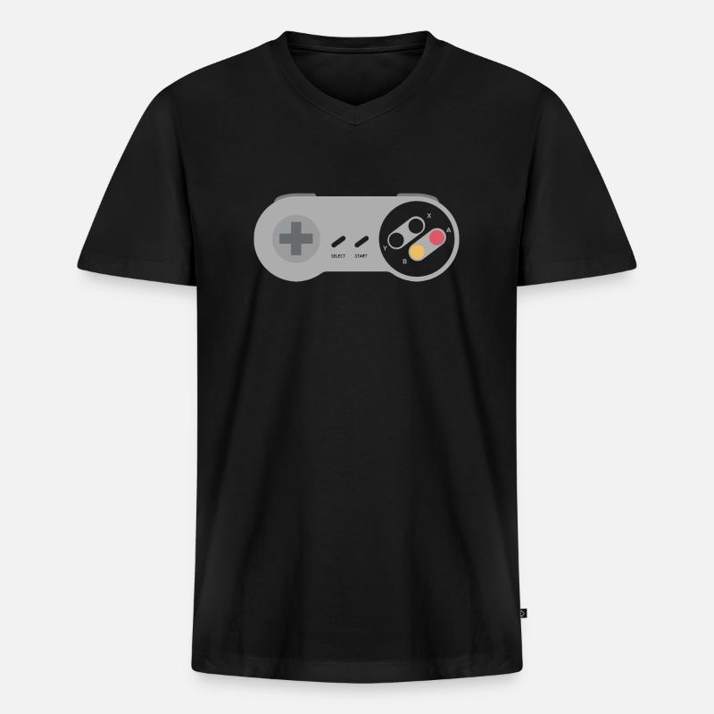 Controller - Männer Premium Bio T-Shirt mit V-Ausschnitt - Schwarz