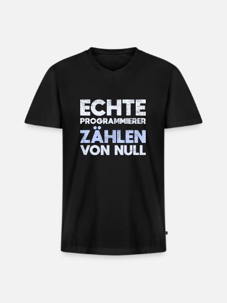 Echte Programmierer Zählen Von Null - Männer Premium Bio T-Shirt mit V-Ausschnitt - Schwarz
