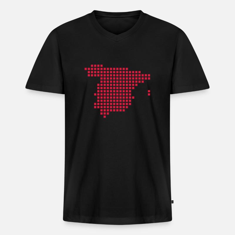 Spanien - Männer Premium Bio T-Shirt mit V-Ausschnitt - Schwarz
