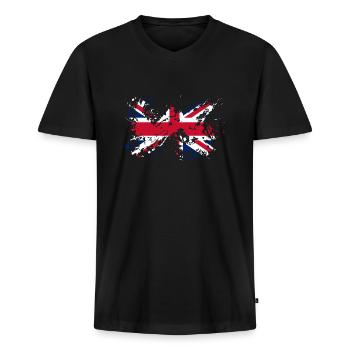 England flag English flag splashes of color - Men's Premium Organic T-shirt with V-neck - black - Front - Nico (187cm)