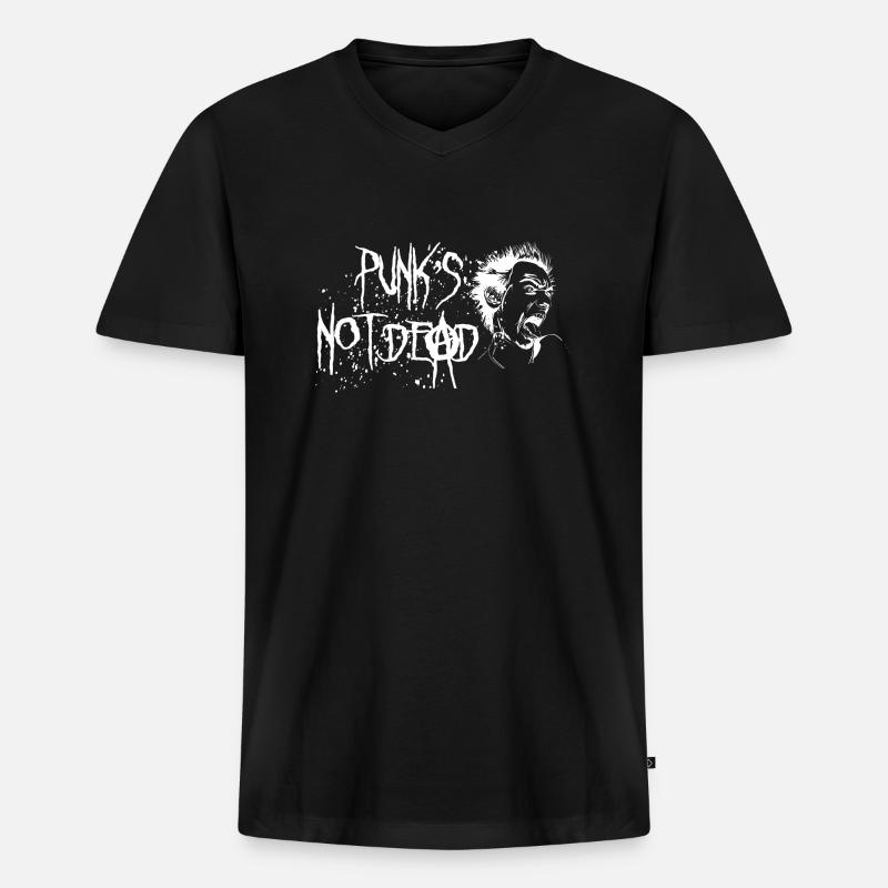 Punks not dead - Männer Premium Bio T-Shirt mit V-Ausschnitt - Schwarz