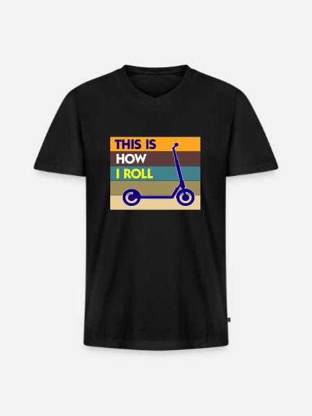 E-Scooter Roller Scooter - T-shirt encolure en V Premium bio Homme - noir
