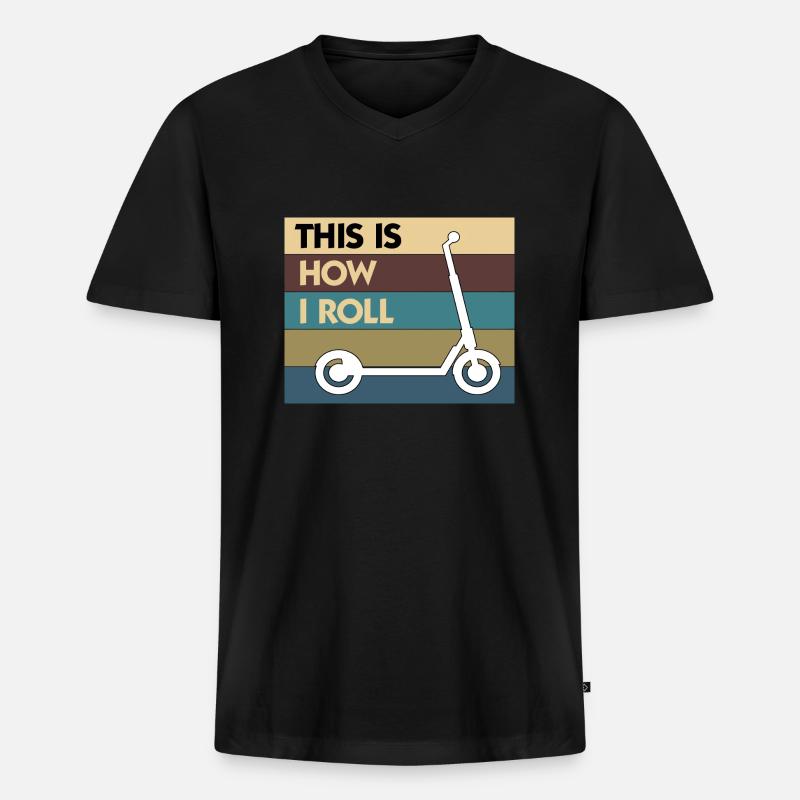 E-Scooter Roller Scooter - Männer Premium Bio T-Shirt mit V-Ausschnitt - Schwarz
