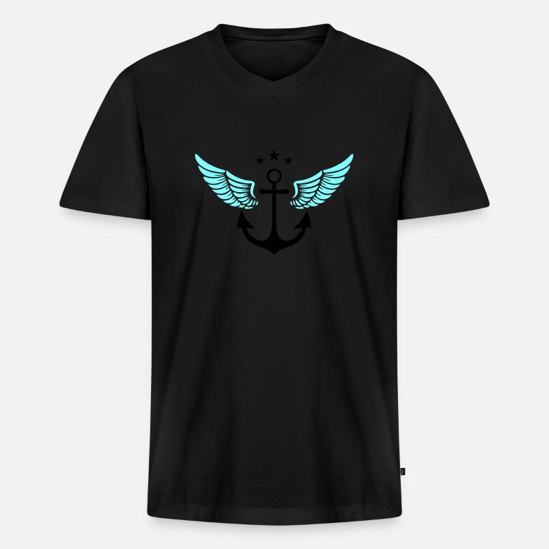 anker symbol - Männer Premium Bio T-Shirt mit V-Ausschnitt - Schwarz