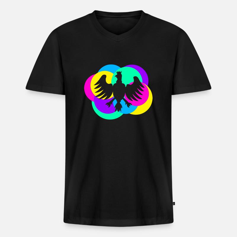 Schützenfest Vogel bunt - Männer Premium Bio T-Shirt mit V-Ausschnitt - Schwarz