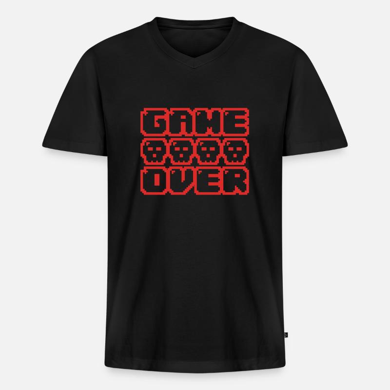 game over - Männer Premium Bio T-Shirt mit V-Ausschnitt - Schwarz