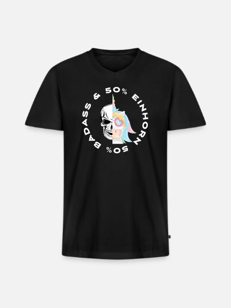 Enhörning och Badass Unicorn Present Födelsedag - Ekologisk premium-T-shirt med V-ringning herr - svart