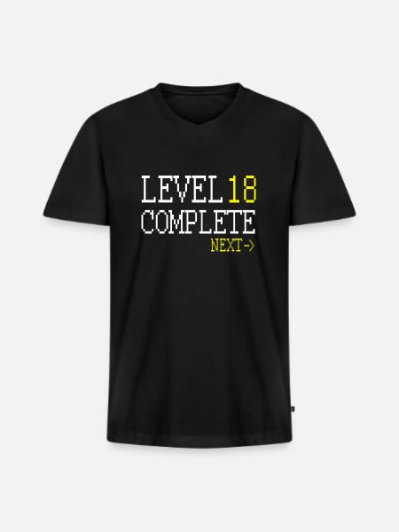Level 18 Complete Next - Men's Premium Organic T-shirt with V-neck - black