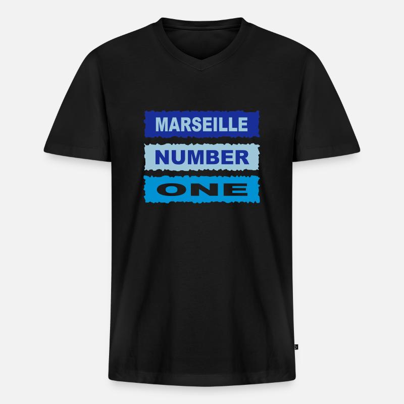 Marseille - Männer Premium Bio T-Shirt mit V-Ausschnitt - Schwarz