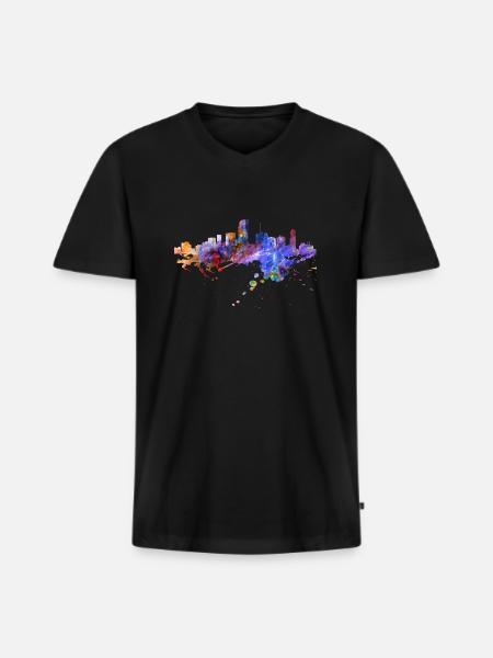 Miami Skyline - Men's Premium Organic T-shirt with V-neck - black