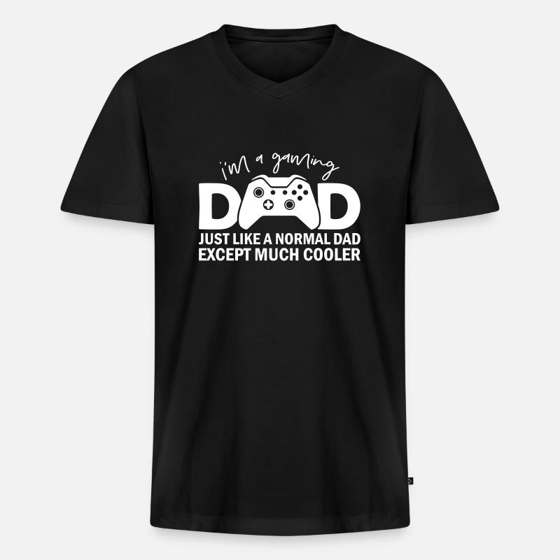 I'm A Gaming Dad - Männer Premium Bio T-Shirt mit V-Ausschnitt - Schwarz