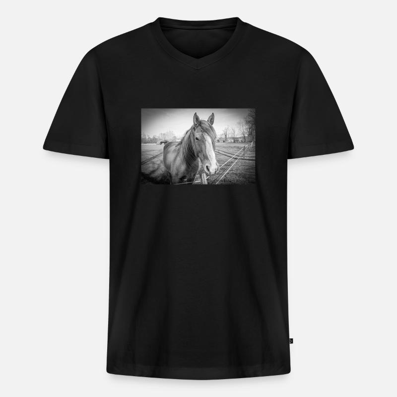 das Pferd - Männer Premium Bio T-Shirt mit V-Ausschnitt - Schwarz