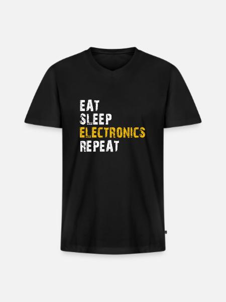 eat sleep electronics repeat - Men's Premium Organic T-shirt with V-neck - black