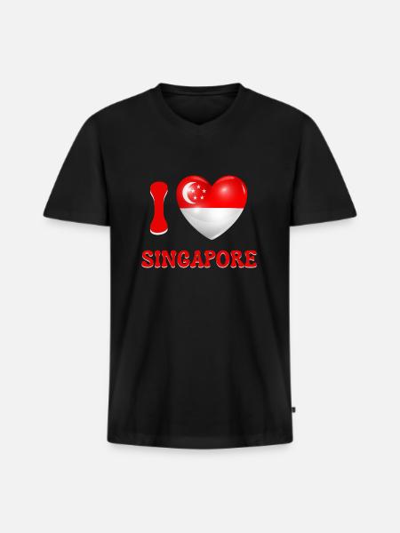 I love Singapore - Men's Premium Organic T-shirt with V-neck - black