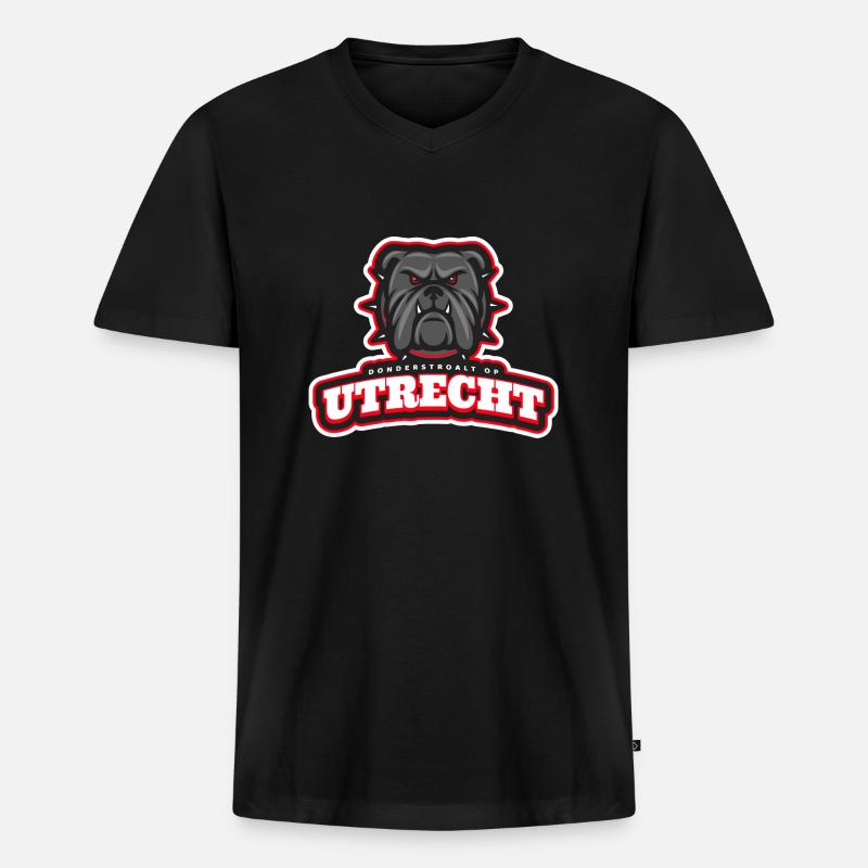 Utrecht, Donnerstroh weiter - Männer Premium Bio T-Shirt mit V-Ausschnitt - Schwarz