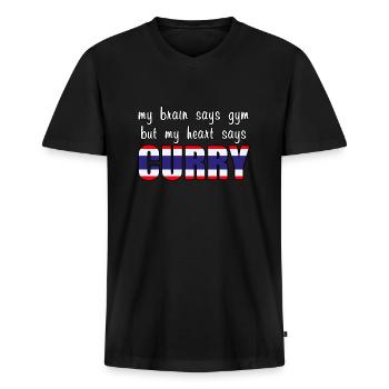 My heart says Thai Curry - Men's Premium Organic T-shirt with V-neck - black - Front - Nico (187cm)